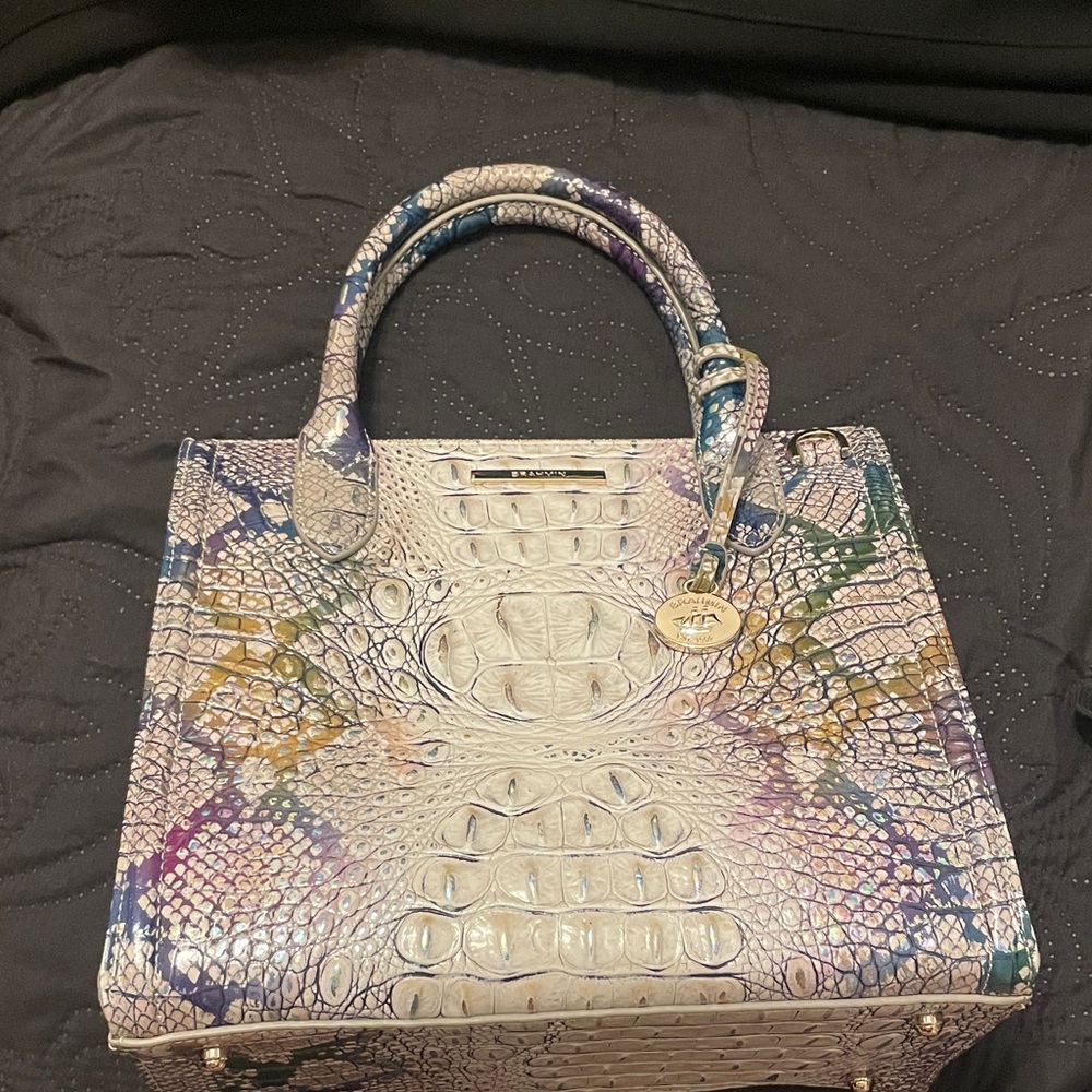 Brahmin Iridescent Crocodile Embossed Satchel